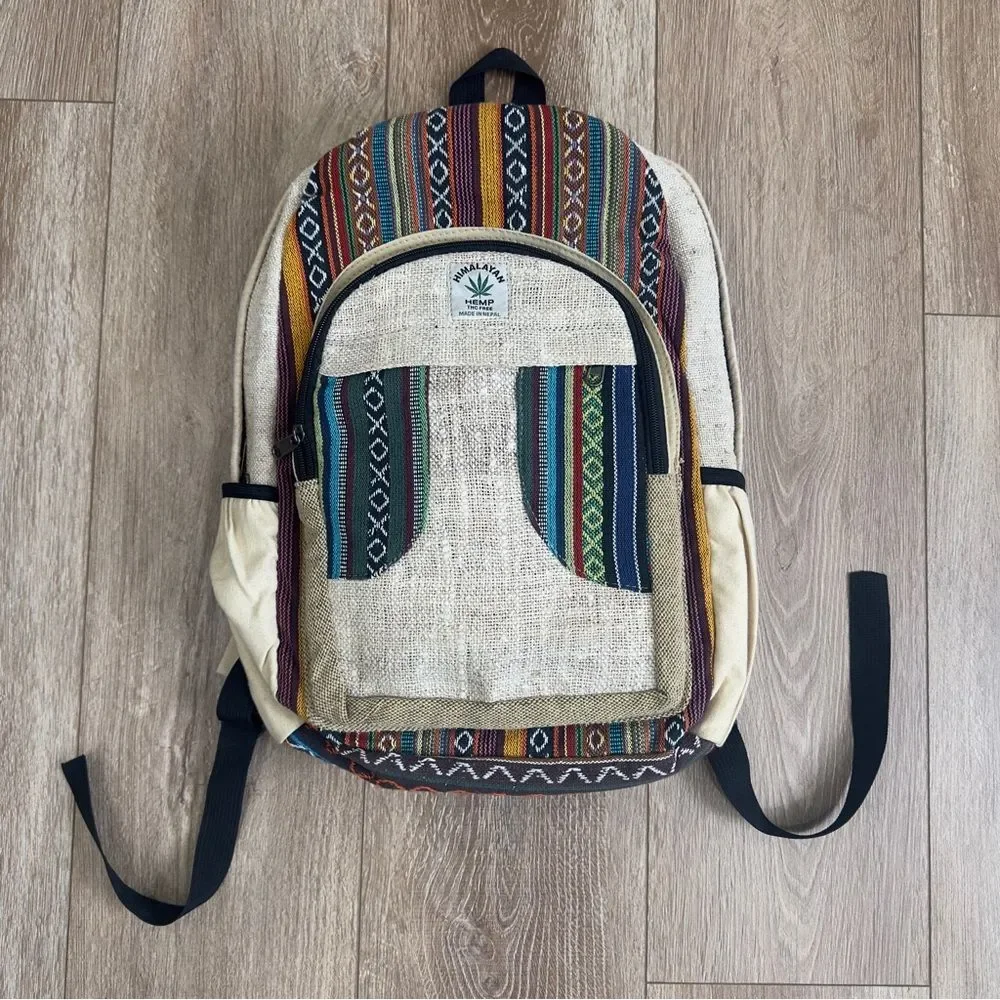 NEW Himalayan Hemp All Natural Pure Handmade Multi Pocket Laptop Boho Backpack